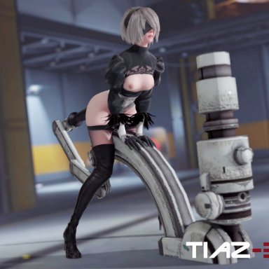 3d, anal, anal penetration, animated, anus, ass, blender, female, fucking machine, machine, nier, nier: automata, no sound, penetration, sex machine