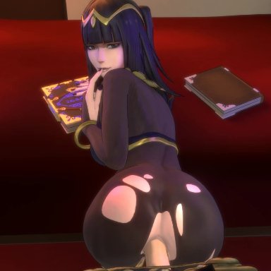 1boy, 1girl, 3d, animated, ass, bed, bent over, black hair, dat ass, doggystyle, fire emblem, fire emblem: awakening, huge ass, long hair, looking at viewer