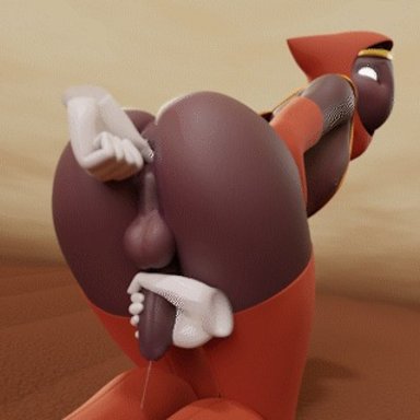 3d, anal penetration, androgynous, animated, ass shake, bent over, big ass, big balls, big butt, cock miking, cum, disembodied hand, femboy, girly, glowing eyes