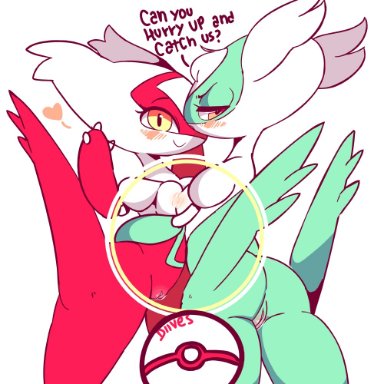 2girls, 3 fingers, animated, areola, ass, back, blush, breast frottage, breasts, claws, diives, dragon, female only, furry, green fur