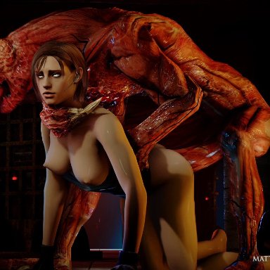 3d, animated, bouncing breasts, breasts, from behind, jill valentine, licker, mattdarey91sfm, monster, resident evil, sound, webm