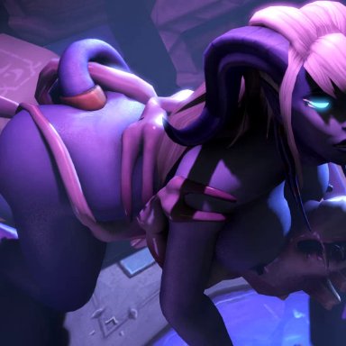 3d, all fours, ambrosine92, animated, draenei, female, no sound, sex, source filmmaker, tentacle, tentacle sex, webm, world of warcraft, yrel