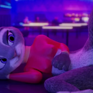 3d, animated, anthro, areolae, blender, breasts, comandorekin, erection, female, furry, human on anthro, interspecies, judy hopps, male, nipples