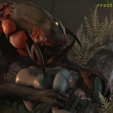 1boy, 1girl, 3d, animated, bent over, bestiality, big ass, biohazard, brown hair, cryptid, cryptid (cod: ghosts), doggy style, female, forced, jill valentine