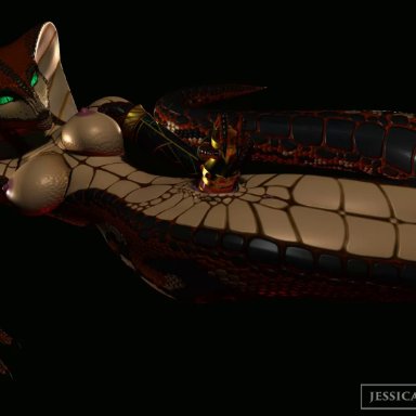 1girl, 3d, absurdres, animated, anthro, anus, areola, areolae, big breasts, breasts, claws, clothed, clothing, cobra, dildo