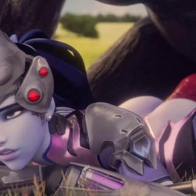 3d, animated, female, overwatch, penetration, silverhandjok, sound, webm, werewolf, widowmaker