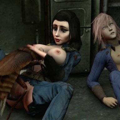 animated, bestiality, bioshock, bioshock infinite, bugs, cockroach, crossover, elizabeth (bioshock infinite), final fantasy, insects, lerico213, sound, webm, zoophilia