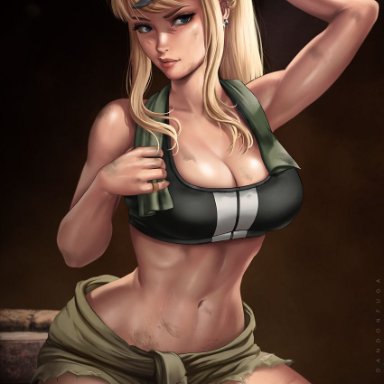 abs, big breasts, breasts, cleavage, dandon fuga, female, female only, fullmetal alchemist, large breasts, looking at viewer, muscles, muscular, muscular female, solo, winry rockbell