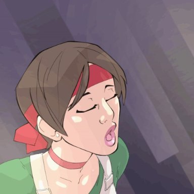 animated, biohazard, c-smut-run, facial, pink lips, rebecca chambers, resident evil, short hair, thick lips, webm