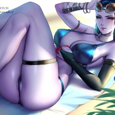 absurdres, alternate costume, big breasts, bikini, blizzard entertainment, breasts, cianyo, cleavage, cote d'azur widowmaker, digital drawing (artwork), digital media (artwork), female, female only, highres, large breasts