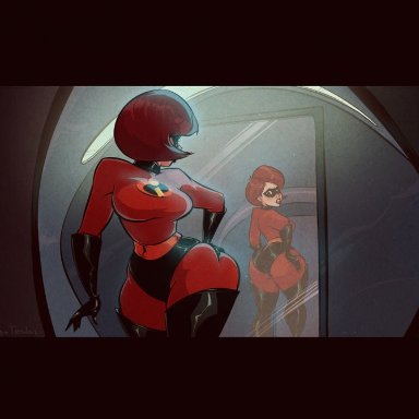 ass, big ass, bodysuit, breasts, clothed, costume, curvy, elastigirl, female, fully clothed, gloves, helen parr, huge ass, huge butt, hugo tendaz