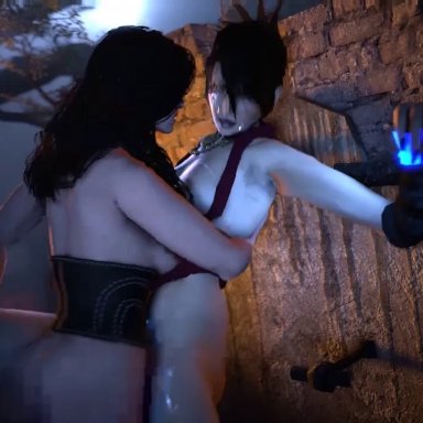 2girls, 3d, animated, areolae, ass, bondage, bouncing breasts, breasts, dragon age, edit, female, female only, femdom, femsub, lerico213