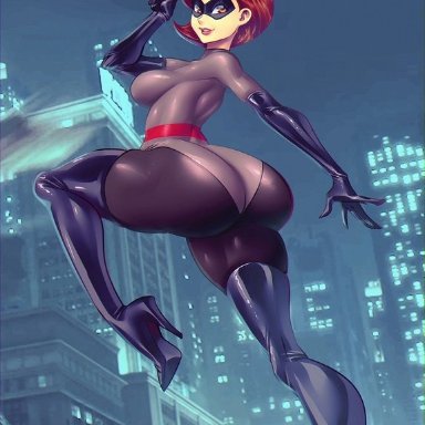 ass, big ass, bodysuit, breasts, clothed, costume, curvy, dat ass, elastigirl, female, female only, fully clothed, gloves, helen parr, huge ass