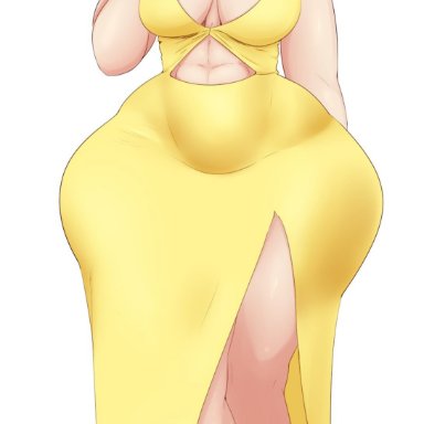 1girl, abs, ahoge, applejack (mlp), ass, big ass, big breasts, blonde hair, breasts, cleavage, clothed, dress, feet, female, female only