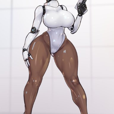 1girl, big breasts, breasts, cameltoe, cleavage, dark skin, dark-skinned female, female only, haydee, haydee (game), large breasts, nisetanaqa, robot, solo, thick thighs