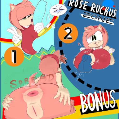 2018, absurd res, amy rose, anthro, anus, ass, balls, big ass, big breasts, breasts, close-up, clothed, clothing, cum, cum on breasts