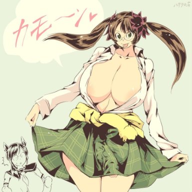 2girls, big breasts, futanari, hataraki ari, huge breasts, junko (hataraki), limon (hataraki)
