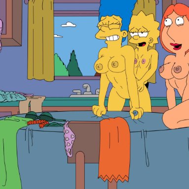 animated, family guy, gif, incest, lisa simpson, lois griffin, marge simpson, meg griffin, nickartist, no bra, the simpsons, yuri