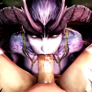 1boy, 1girl, 3d, animated, breasts, claws, deepthroat, demon, desire demon, dragon age, erection, fellatio, female, fingernails, highres