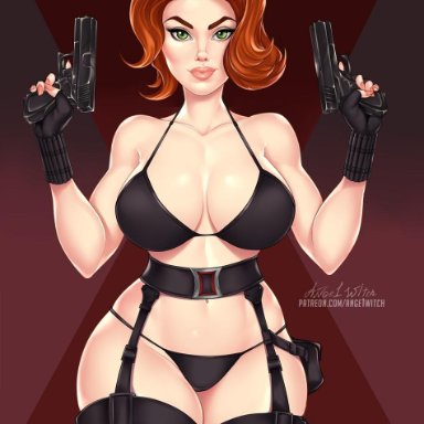 ange1witch, avengers, big breasts, black widow, bra, breasts, cleavage, female, female only, large breasts, looking at viewer, marvel, natasha romanoff, panties, solo