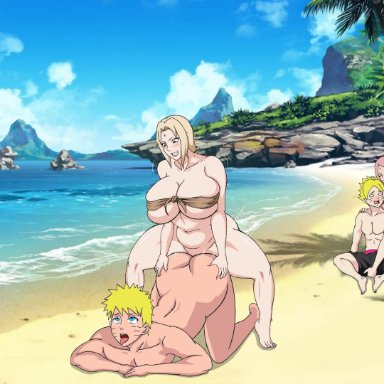 age difference, anal, beach, big breasts, blonde hair, boruto: naruto next generations, crying, doggy style, domination, father and son, futa on male, futanari, hugging from behind, milf, naruho