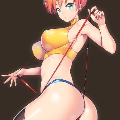 alternate breast size, ass, big ass, big breasts, breasts, cleavage, earrings, female, female only, green eyes, human, impossible clothes, kasumi (pokemon), large breasts, looking at viewer