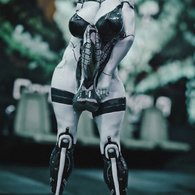 3d, android, balls, big balls, big breasts, big penis, breasts, dickgirl, edi, erection, futa, futa only, futanari, looking at viewer, mass effect