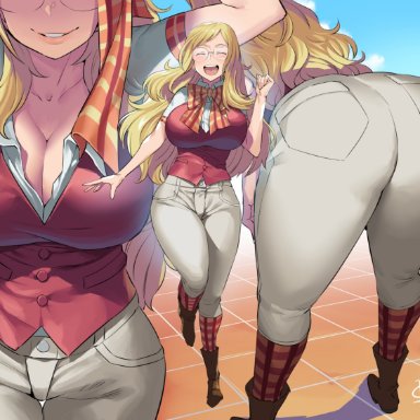 ass, bent over, breasts, cleavage, female, female only, huge ass, huge breasts, melissa shield, my hero academia, obui