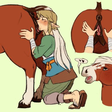 2018, anatomically correct, anatomically correct pussy, animal genitalia, animal pussy, anus, ass, clitoris, clothed, clothing, cunnilingus, epona, epona (tloz), equine, equine pussy