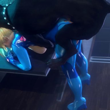 3d, animated, bent over, blonde hair, bodysuit, canine, dog, female, metroid, nintendo, noname55, ponytail, samus aran, sex, sound