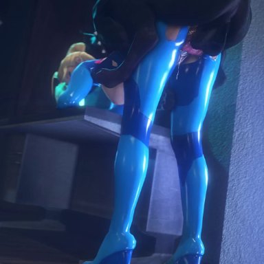 3d, animated, bent over, blonde hair, bodysuit, canine, canine penis, dog, female, knot, metroid, nintendo, noname55, penis, ponytail