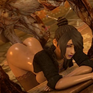 3d, animated, big breasts, bouncing breasts, breasts, cleavage, darktronicksfm, erection, female, final fantasy, final fantasy x, from behind, huge cock, large breasts, lulu (final fantasy)