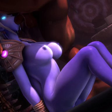 3d, ambrosine92, animated, areolae, big breasts, breasts, draenei, erection, fellatio, female, large breasts, male, nipples, no sound, oral