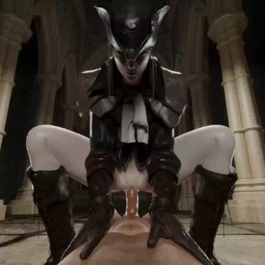 3d, animated, blender, bloodborne, cowgirl position, erection, female, lady maria of the astral clocktower, male, no sound, penetration, penis, pewposterous, pov, pussy
