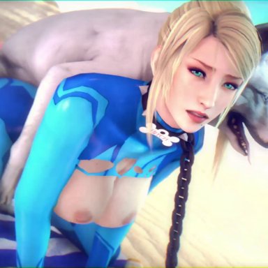 3d, ahegao, all fours, animated, bayernsfm, beach, beauty mark, bestiality, big breasts, blonde hair, blue eyes, bodysuit, bouncing breasts, breasts, canine