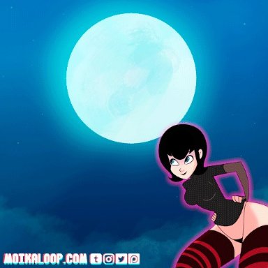 animated, ass, breasts, cleavage, female, female only, hotel transylvania, mavis dracula, moikaloop, panties, solo, thighhighs