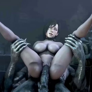 1boy, 1girl, 3d, ada wong, animated, breasts, male, monster, pantslessanimations, penis, pussy, resident evil, sound, source filmmaker, tagme