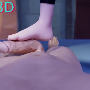 1boy, 1girl, 3d, allfs3d, angry, animated, blizzard entertainment, disappointed, feet, femdom, foot fetish, foot focus, foot on penis, footjob, graffiti tracer