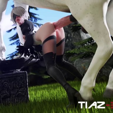 3d, anal, anal penetration, animal genitalia, animated, anus, ass, edit, erection, female, horse, horsecock, huge cock, male, nexus763