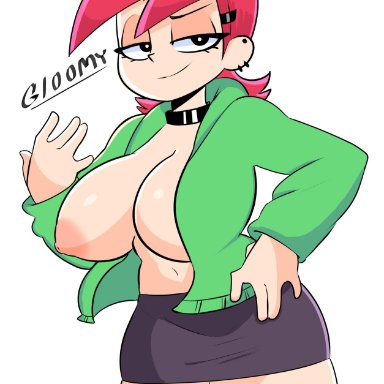 cleavage, curvy, erect nipples, foster's home for imaginary friends, frankie foster, gloomyacid, huge areolae, huge breasts, puffy nipples, red hair, short hair, voluptuous, wide hips