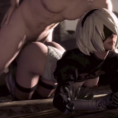 3d, animated, areolae, breasts, edit, female, from behind, lazyprocrastinator, lerico213, male, nier, nier: automata, nipples, sex, sound