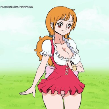 1girl, animated, big areolae, big breasts, bouncing ass, bouncing breasts, cameltoe, cleavage, curvy, dat ass, erect nipples, flashing, large breasts, nami, one piece