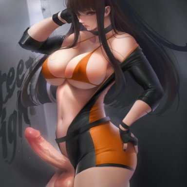 1futa, absurdres, ass, bangs, bare shoulders, belt, bimbo, black choker, black gloves, black nails, bodysuit, breasts, brown eyes, brown hair, busty