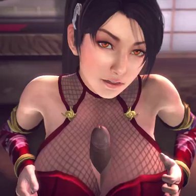 3d, animated, audiodude, bayernsfm, big breasts, breasts, cleavage, dead or alive, erection, female, large breasts, looking at viewer, male, momiji, paizuri