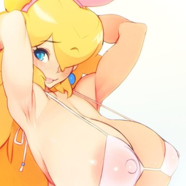 blonde hair, blue eyes, cleavage, curvy, dat ass, doxy, erect nipples, gigantic breasts, huge areolae, princess peach, puffy nipples, super mario bros., thick lips, voluptuous, wide hips