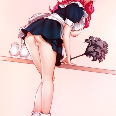 breasts, dickgirl, edit, female, futa only, futanari, high heels, long hair, maid, mary janes, miniskirt, penis, pinkladymage, skirt, tiny penis