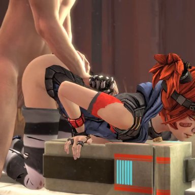 3d, animated, areolae, balls, borderlands, bouncing breasts, breasts, erection, female, from behind, gaige, male, nipples, penis, peterlangtonsfm
