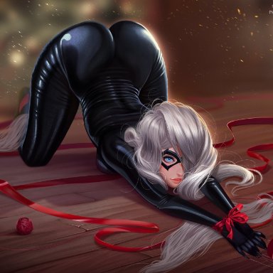 ass, black cat, bodysuit, felicia hardy, female, female only, looking at viewer, marvel, prywinko, solo, spider-man (series)