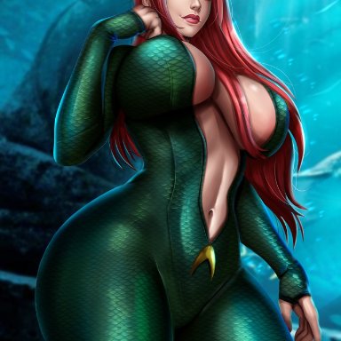 abs, aquaman (series), big breasts, breasts, cleavage, dc, female, female only, flowerxl, large breasts, looking at viewer, mera (dc comics), solo
