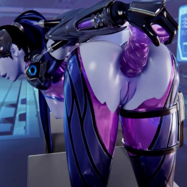 3d, animated, anus, areolae, ass, blender, breasts, dildo, female, female only, masturbation, niodreth, nipples, no sound, overwatch